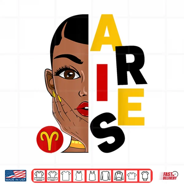 Aries Queen Short Hair Black Woman Girl Zodiac Sign Shirt 4 Design Aries Queen Short Hair Black Woman Girl Zodiac Sign Shirt