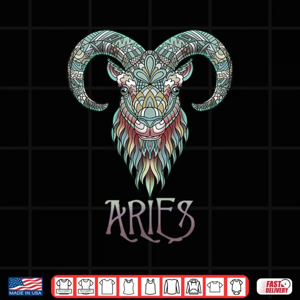 Design Aries Ram Aztec Zodiac March April Birthday Astrology Sign Shirt