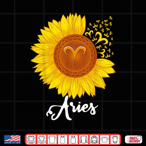 Aries Sunflower Zodiac Sign Floral Astrology Women Shirt 4 Design Aries Sunflower Zodiac Sign Floral Astrology Women Shirt