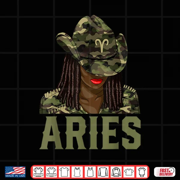 Aries Western Black Cowgirl Camo African American Zodiac Shirt 4 Design Aries Western Black Cowgirl Camo African American Zodiac Shirt