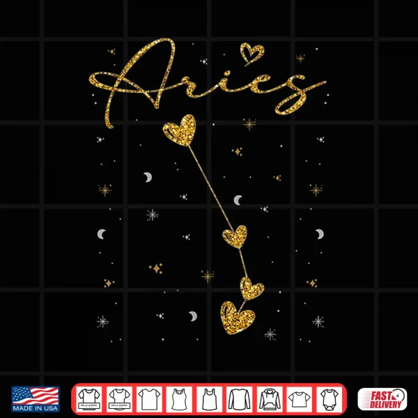 Design Aries Zodiac Sign Horoscope March April Birthday Women Girls Shirt