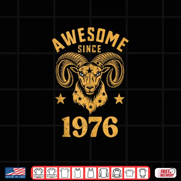 Design Aries Zodiac Star Sign Awesome Since 1976 Birthday Aries Shirt