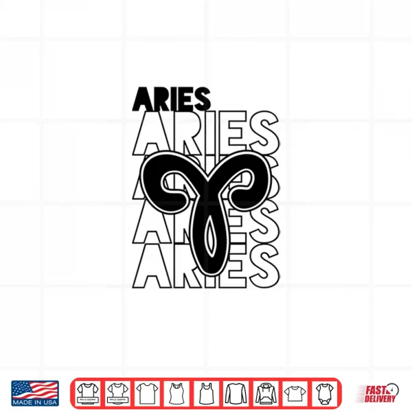 Design Aries Zodiac Typography Retro Vintage Astrology Shirt