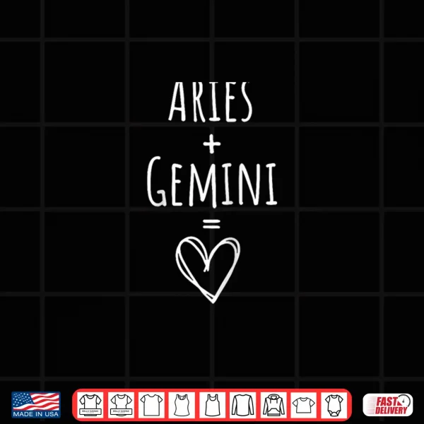 Design Aries and Gemini Couple Matching Zodiac Sign Shirt