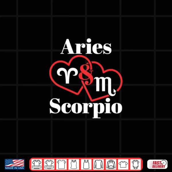 Design Aries and Scorpio Together Couples Zodiac Signs Astrology Shirt