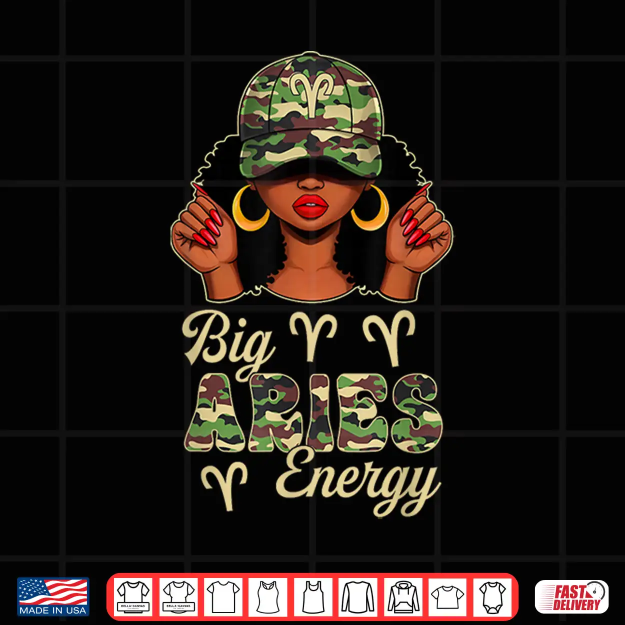 Big Aries Energy Afro Women Camo Cap Black Girl Zodiac Shirt Big Aries Energy Afro Women Camo Cap Black Girl Zodiac Shirt