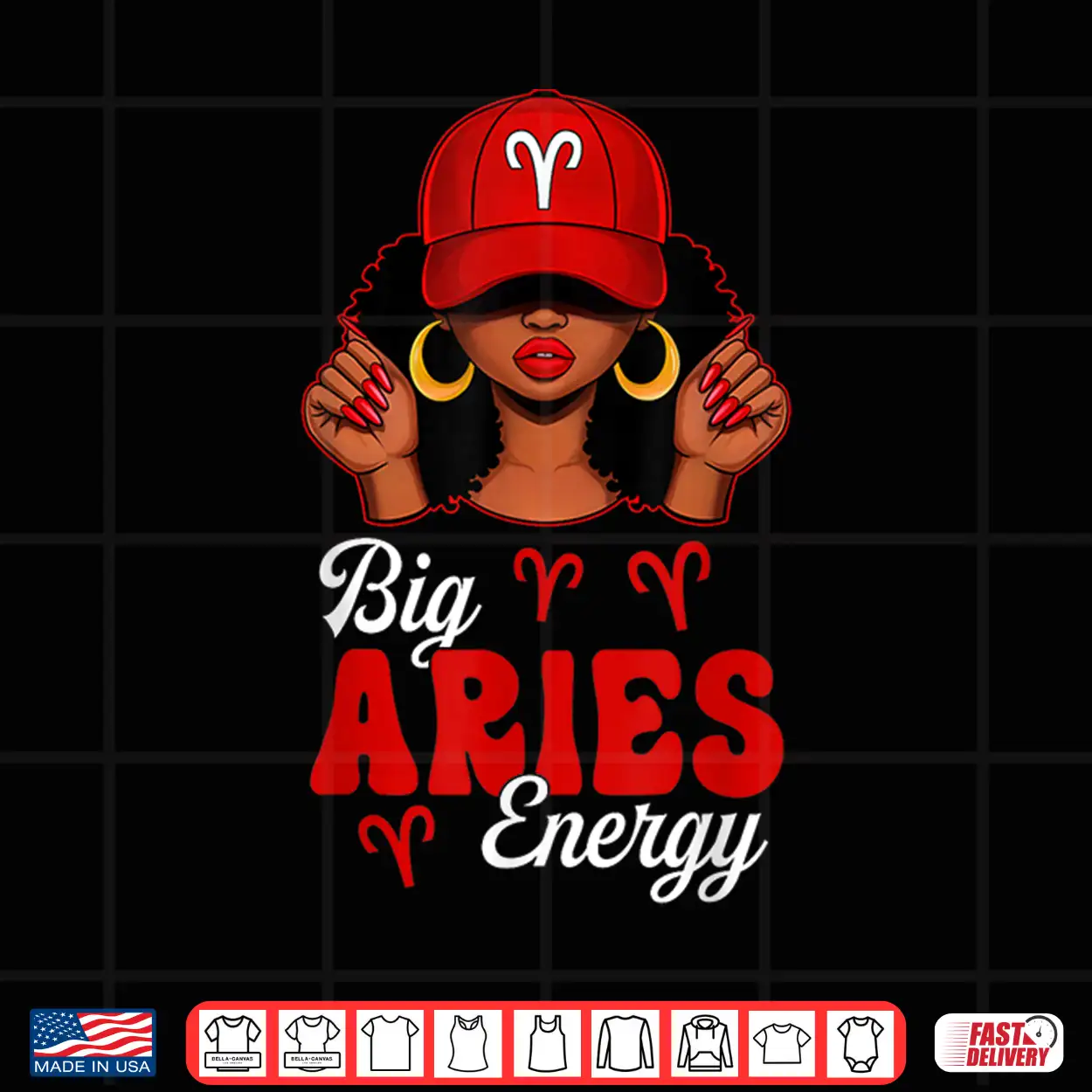Big Aries Energy Afro Women Red Cap Black Girl Zodiac Shirt Big Aries Energy Afro Women Red Cap Black Girl Zodiac Shirt