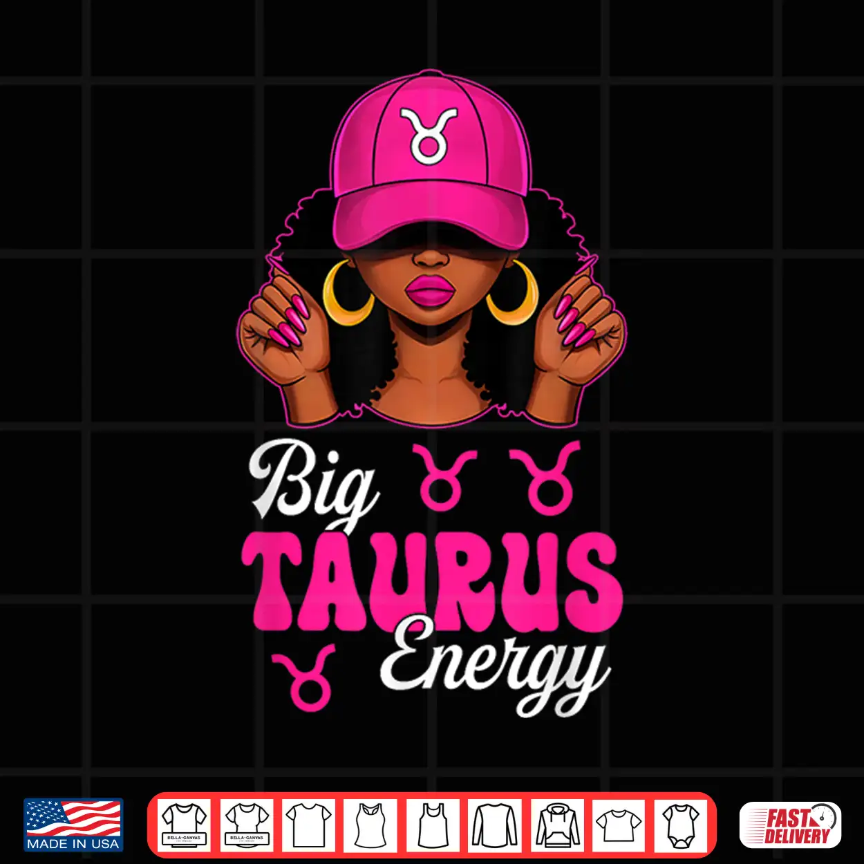 Big Taurus Energy Afro Pink Cap Black Culture Zodiac Shirt Big Taurus Energy Afro Pink Cap Black Culture Zodiac Shirt