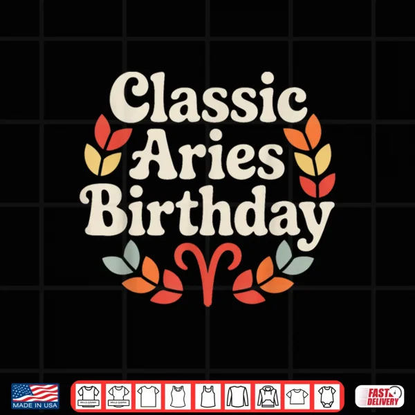 Classic Aries Birthday Zodiac Geometric Wreath Art Shirt 4 Design Classic Aries Birthday Zodiac Geometric Wreath Art Shirt