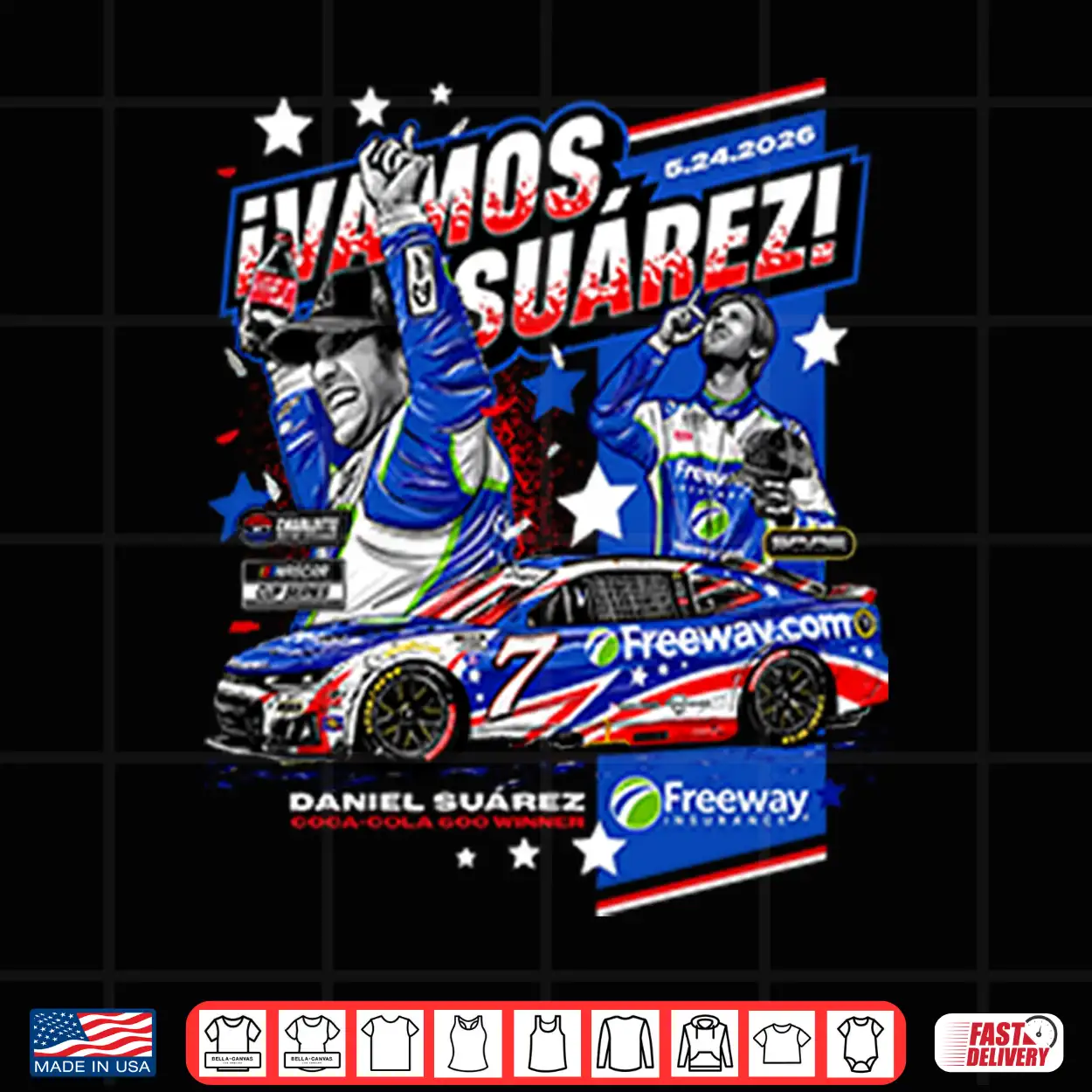 Daniel Suárez Freeway Insurance Coca Cola 600 Winner Shirt Daniel Suárez Freeway Insurance Coca Cola 600 Winner Shirt
