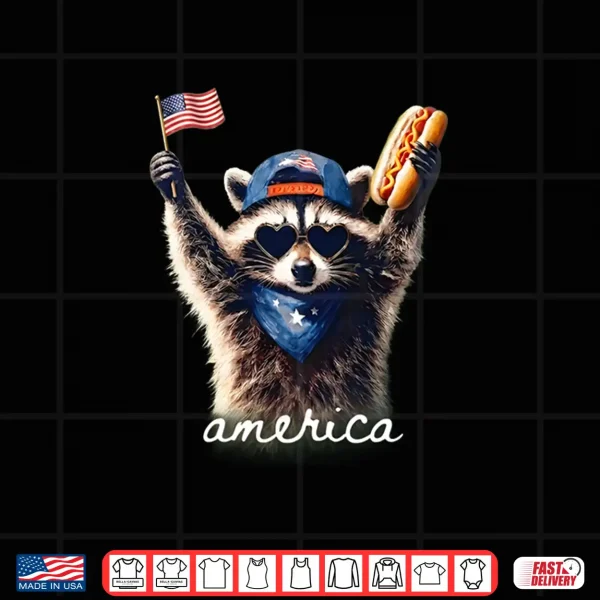 Design Feral Free American Racoon Funny 4th of July Graphic Shirt