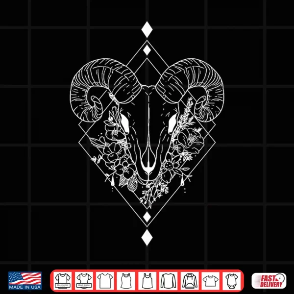 Floral Ram Head Aries Zodiac Sign Witchy Aesthetic Shirt 4 Design Floral Ram Head Aries Zodiac Sign Witchy Aesthetic Shirt