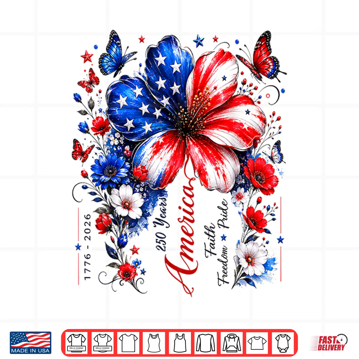 Floral Usa Flag 250Th Anniversary 1776 2026 4Th Of July Shirt Floral Usa Flag 250Th Anniversary 1776 2026 4Th Of July Shirt