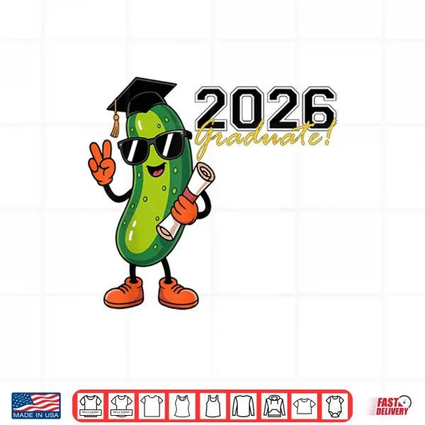 Funny Pickle 2026 Graduation Cartoon Design T Shirt 4 Design Funny Pickle 2026 Graduation Cartoon Design T Shirt