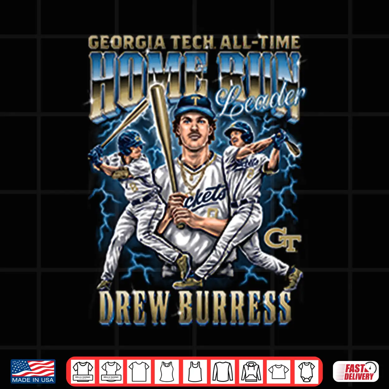 Georgia Tech All Time Home Run Leader Drew Burress Shirt Georgia Tech All Time Home Run Leader Drew Burress Shirt