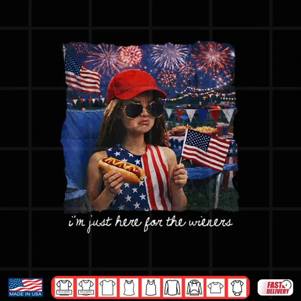 Design Just Here for The Wieners Funny 4th of July Girl Face Meme Shirt
