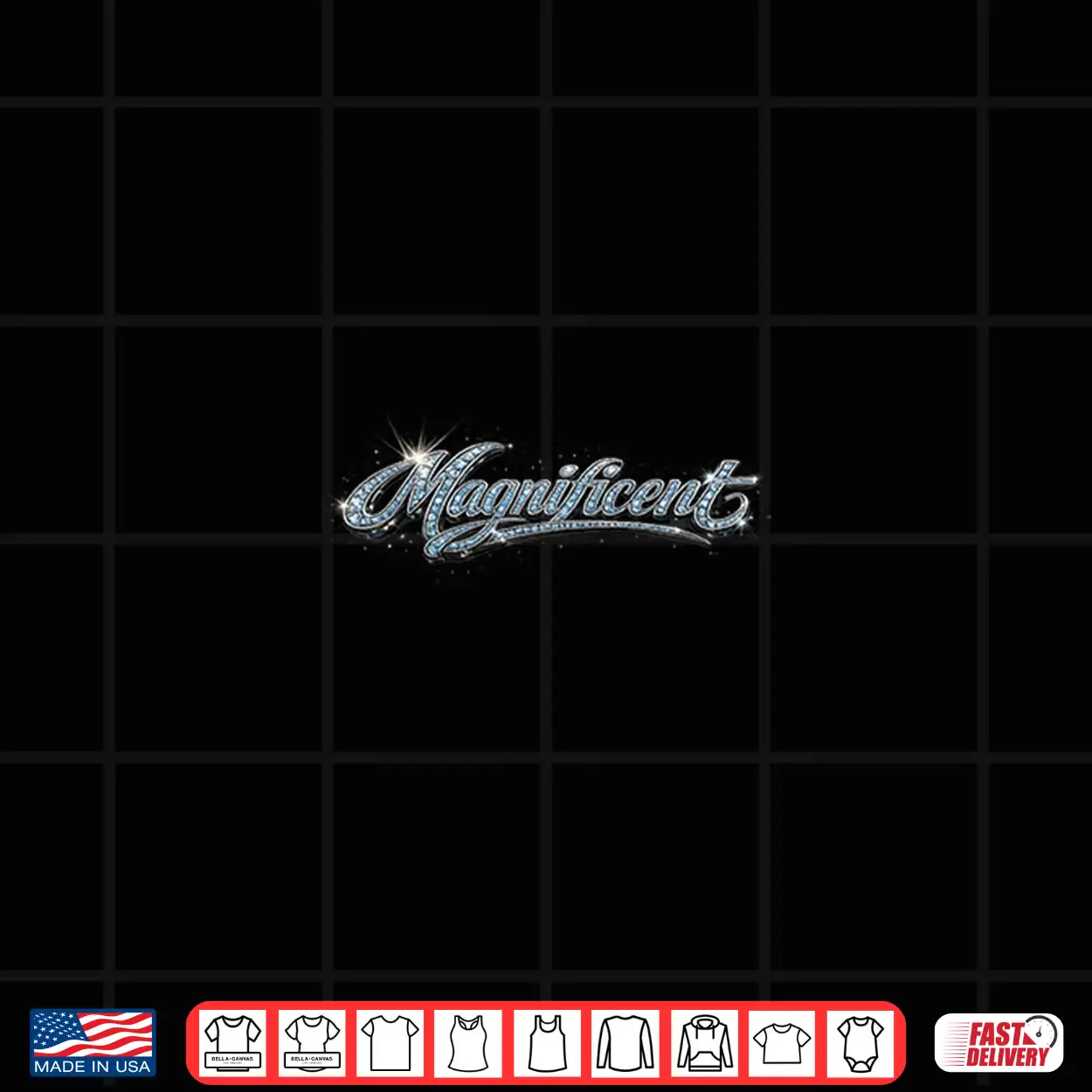 Magnificent Script Text Design Blue Silver Graphic Shirt Magnificent Script Text Design Blue Silver Graphic Shirt