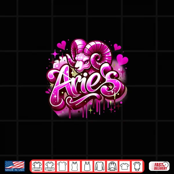 Design Pink Aries Zodiac Star Sign Shirt