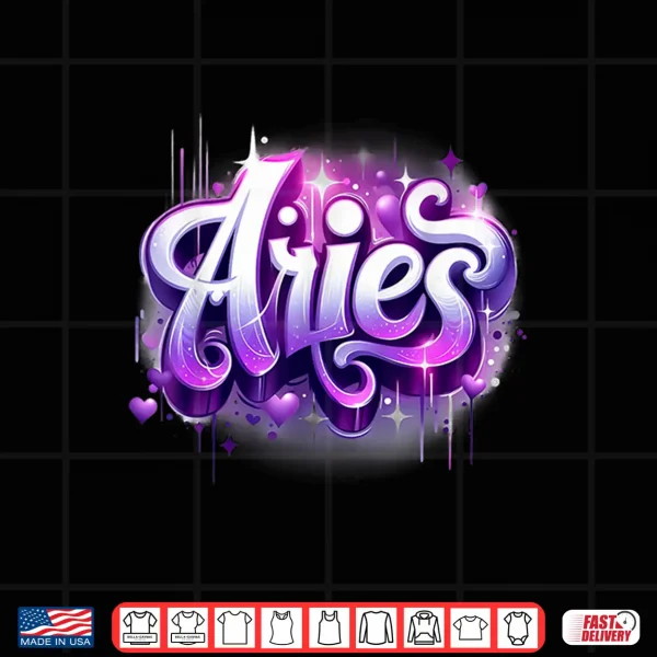 Design Pink Purple Aries Zodiac Star Sign Shirt