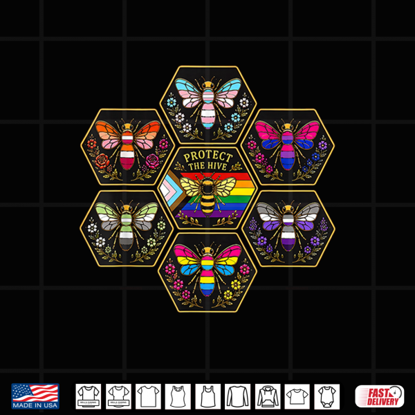 Design Protect the Hive LGBTQ Bee Bisexual Nature Gay Pride Support Shirt