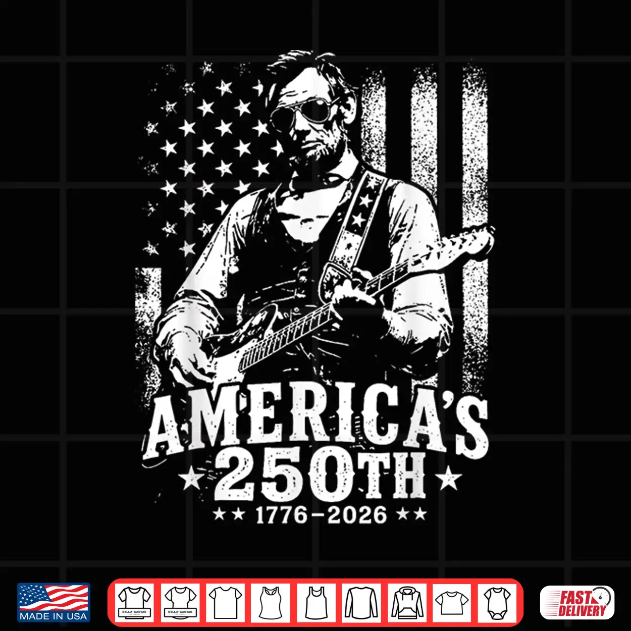 Retro Abe Lincoln Guitar United States 250 Anniversary Shirt Retro Abe Lincoln Guitar United States 250 Anniversary Shirt