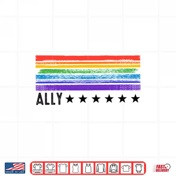 Retro Lgbtq Ally Pride Month Rainbow Stars Lgbt Flag Shirt 4 Design Retro LGBTQ Ally Pride Month Rainbow Stars LGBT Flag Shirt