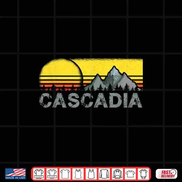Design Retro Vintage Sunset Cascadia Mountain Camping and Hiking Shirt