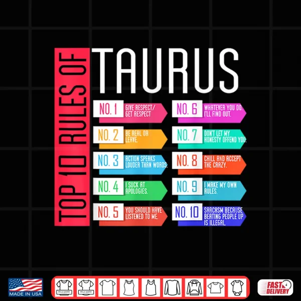 Rules Of Taurus Zodiac Birthday Horoscope Astrological Shirt 4 Design Rules Of Taurus Zodiac Birthday Horoscope Astrological Shirt