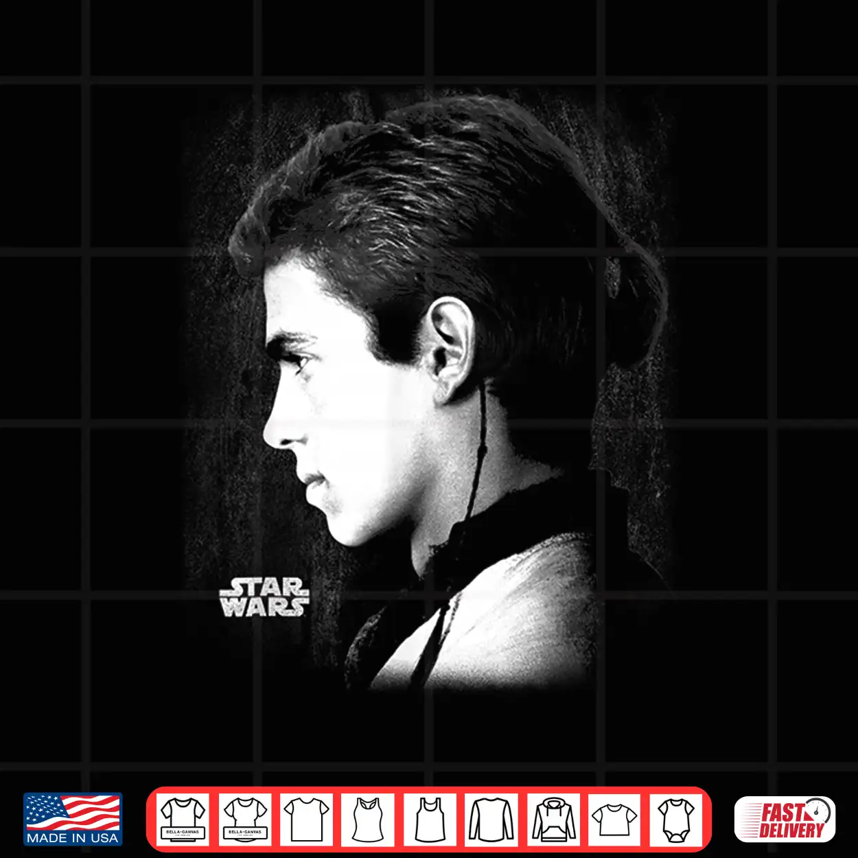 Star Wars Ep Ii Anakin Black & White Side Profile Portrait Shirt Star Wars Ep Ii Anakin Black & White Side Profile Portrait Shirt