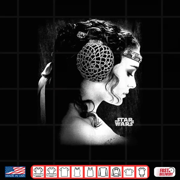 Design Star Wars Padme Amidala Black White Side Profile Portrait Shirt