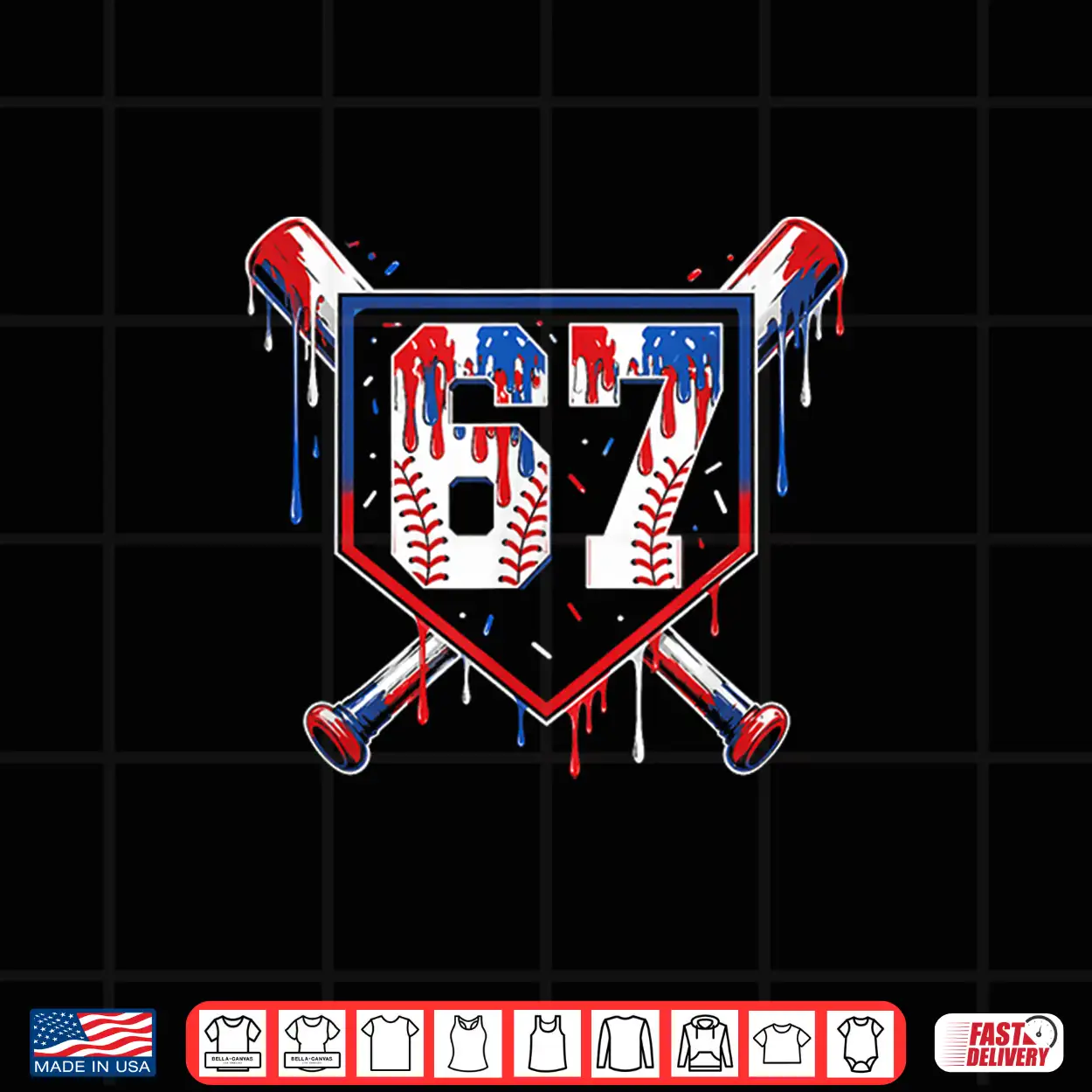 Summer Six Seven Baseball Dripping Red White Blue Usa Shirt Summer Six Seven Baseball Dripping Red White Blue Usa Shirt