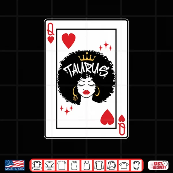 Design Taurus Astrology Black Queen Hearts Blackjack Cards Poker Shirt