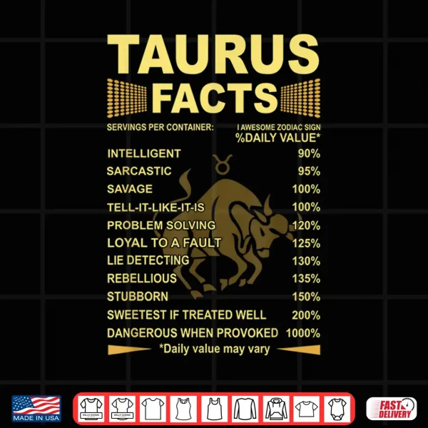 Taurus Facts Zodiac Funny Taurus Birthday Gift Tee Shirt 4 Design Taurus Facts Zodiac Funny Taurus Birthday Gift Tee Shirt