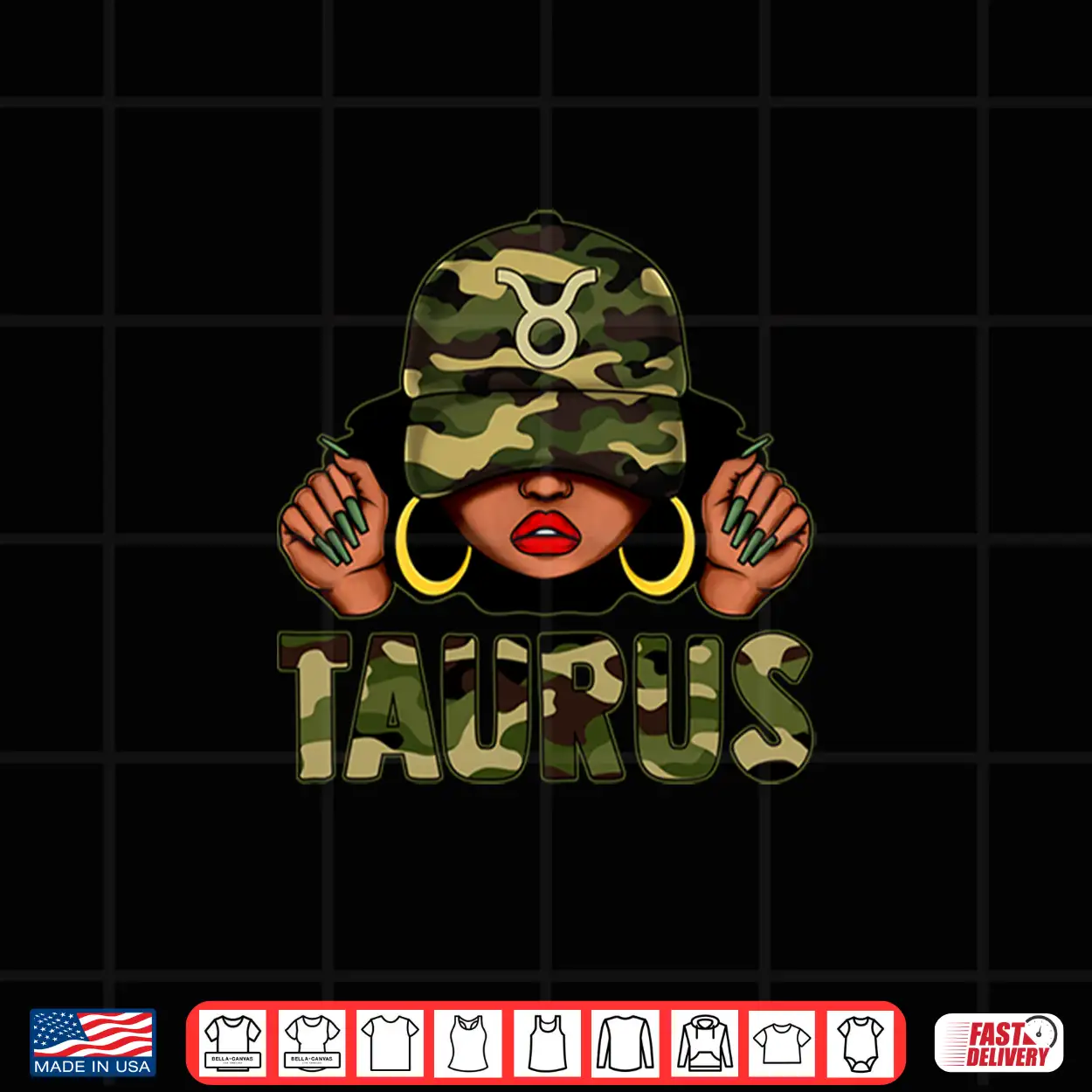 Taurus Queen Black Woman With Cap Camo Afro Girl Zodiac Shirt Taurus Queen Black Woman With Cap Camo Afro Girl Zodiac Shirt