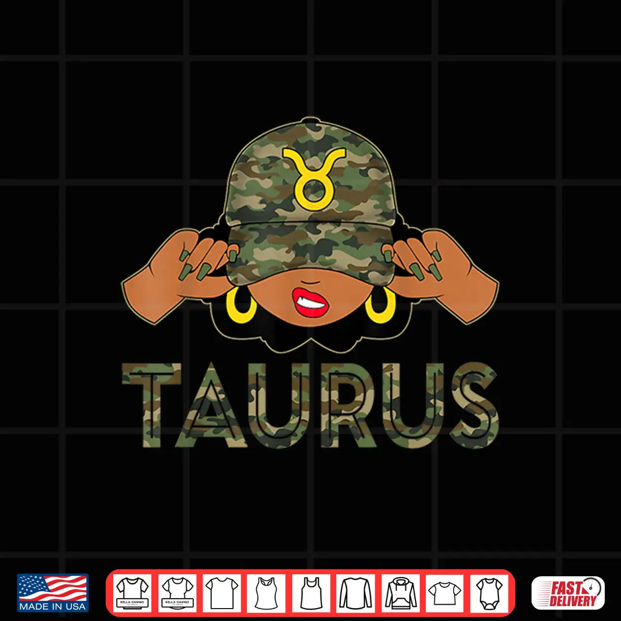 Taurus Queen Sassy Afro Black Woman Camo Cap Zodiac Shirt Taurus Queen Sassy Afro Black Woman Camo Cap Zodiac Shirt