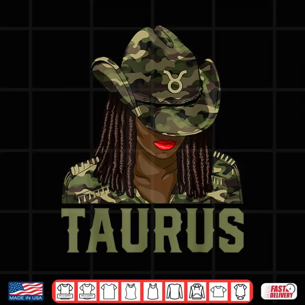 Design Taurus Western Black Cowgirl Camo African American Zodiac Shirt