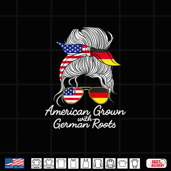 Design USA Germany Heritage White Hair Messy Bun Women Girls Gift Shirt