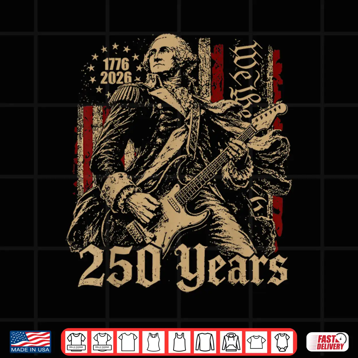 Vintage George Washington Playing Guitar 250 Years America Shirt Vintage George Washington Playing Guitar 250 Years America Shirt