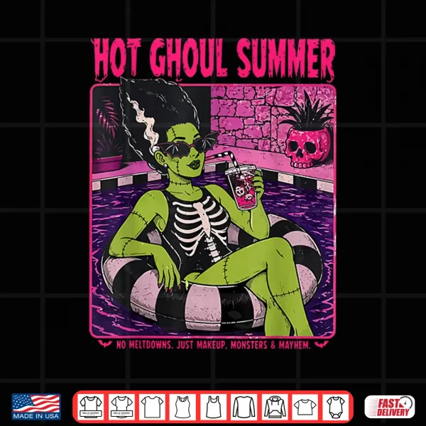 Design Vintage Hot Ghoul Summer Halloween Beach Summerween Cocktail Shirt