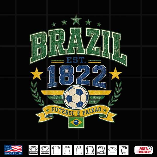 Design Vintage Retro Faded Brazil Brasilian Men Women Kids Tee Shirt