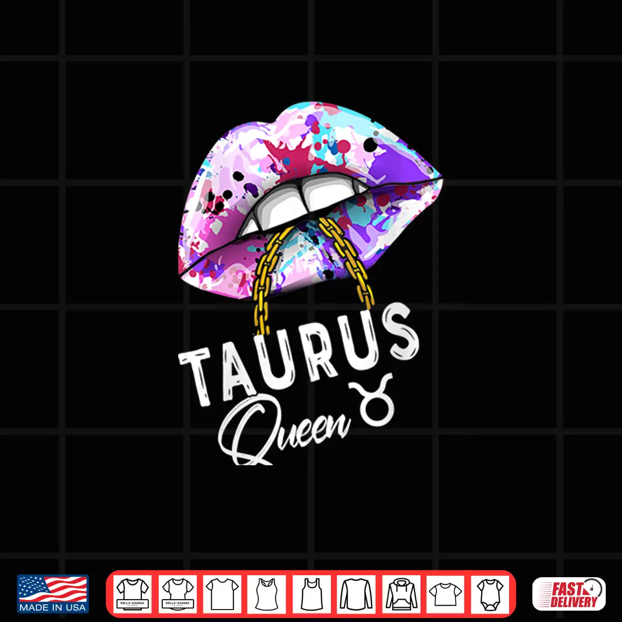 Womens Sexy Womens Taurus Queen Lips Zodiac Star Sign Chain Shirt Womens Sexy Womens Taurus Queen Lips Zodiac Star Sign Chain Shirt