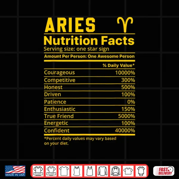 Design Zodiac Aries Nutrition Facts Shirt