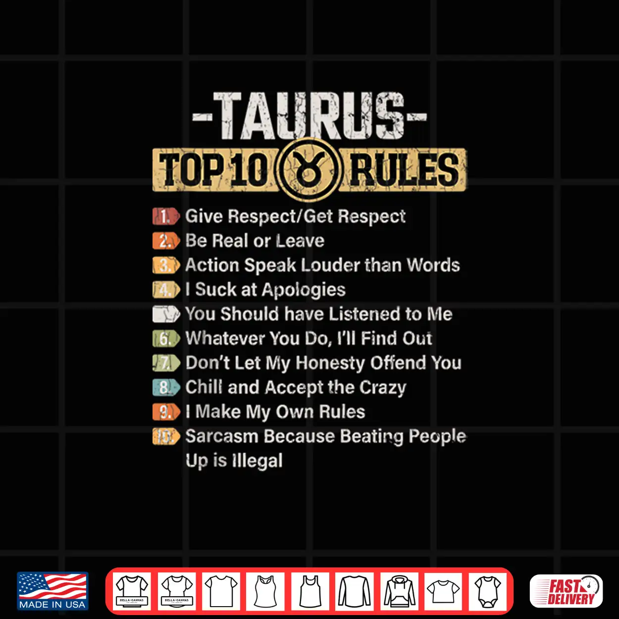 Zodiac Sign Funny Top 10 Rules Of Taurus Graphic Shirt Zodiac Sign Funny Top 10 Rules Of Taurus Graphic Shirt