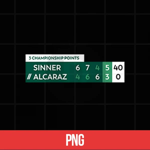 Digital Alcaraz Vs Sinner 3 Championship Points Scoreboard Tennis Shirt