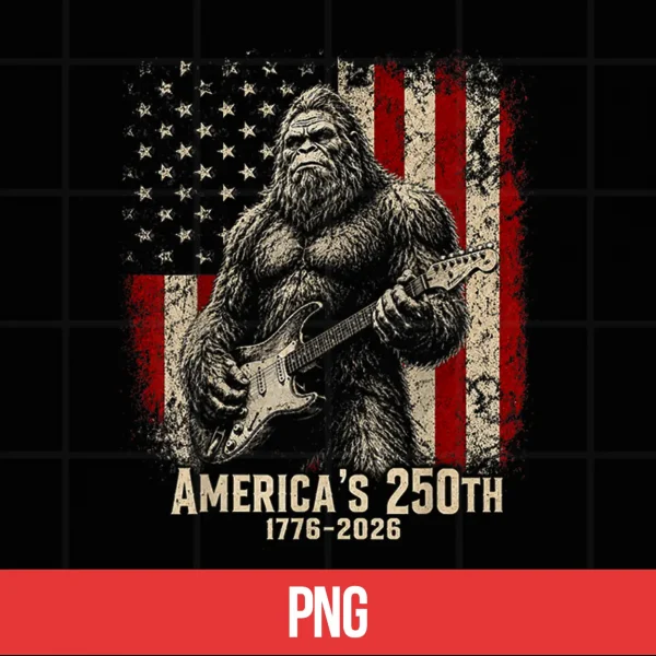 Bigfoot Sasquatch Playing Guitar 250 Years American Usa Flag Shirt 5 Digital Bigfoot Sasquatch Playing Guitar 250 Years American USA Flag Shirt