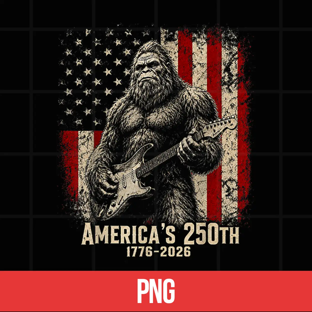 Bigfoot Sasquatch Playing Guitar 250 Years American Usa Flag Shirt Bigfoot Sasquatch Playing Guitar 250 Years American Usa Flag Shirt