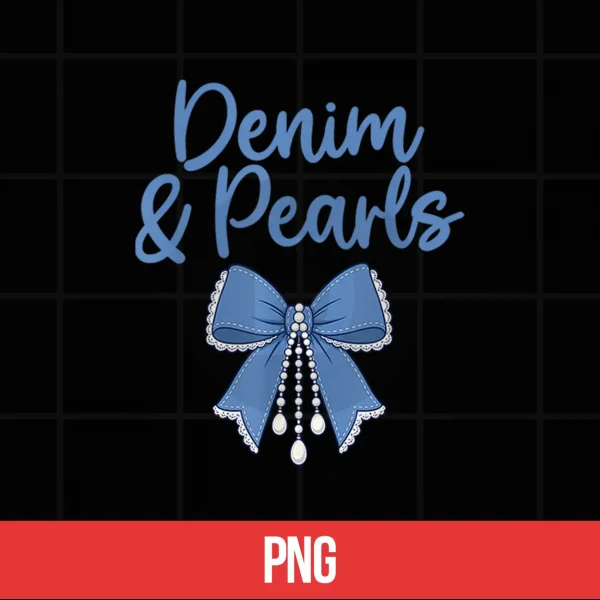 Denim And Pearls Girl Fashionable Coquette Bow Trendy Jeans Shirt 5 Digital Denim and Pearls Girl Fashionable Coquette Bow Trendy Jeans Shirt