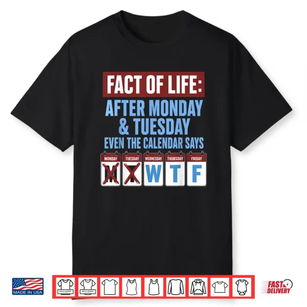 Fact Of Life After Monday Tuesday Calendar Wtf Weekday Shirt
