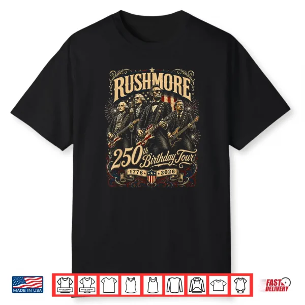 Funny Mount Rushmore 250Th Birthday Tour Rockstar Graphic Shirt