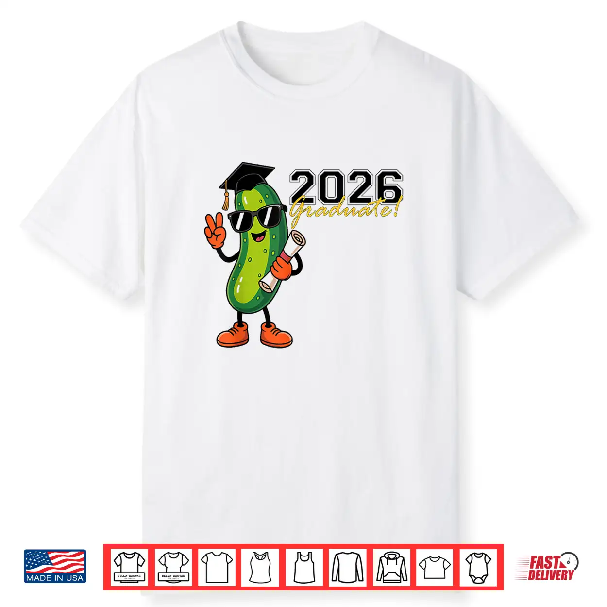 Funny Pickle 2026 Graduation Cartoon Design T Shirt Funny Pickle 2026 Graduation Cartoon Design T Shirt